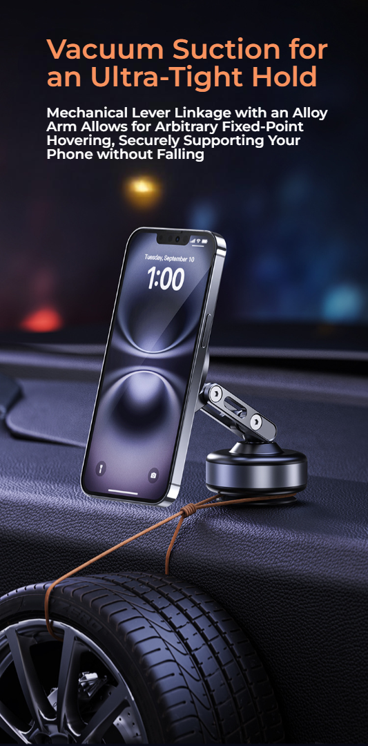Upgraded 360° Rotation Vacuum Magnetic Phone Holder, Suction Cup Phone Mount Stand