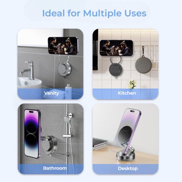 360° Adjustable Vacuum Car Phone Mount for Your Car/Gym/Mirror/Shower for iPhone & Android