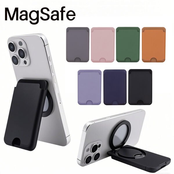 Innovative Magnetic Leather Card Wallet Stand