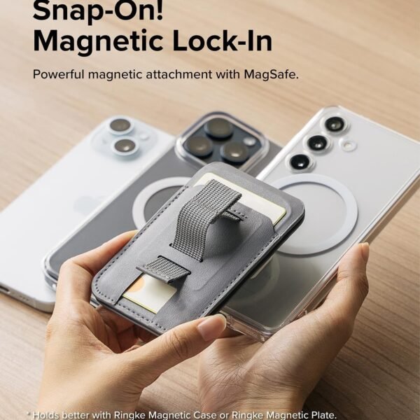 Magnetic Leather Card Wallet with Finger-Loop Design