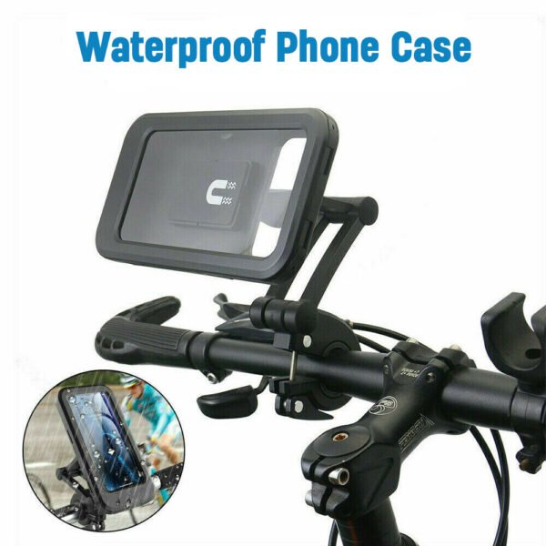 Waterproof Bike Phone Holder - 360 Rotation Motorcycle Phone Mount, Fully Enclosed Touch Sensitive Design
