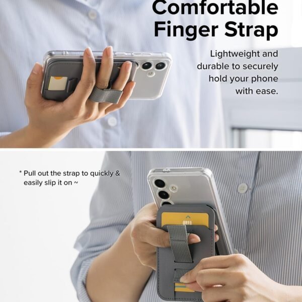 Magnetic Leather Card Wallet with Finger-Loop Design